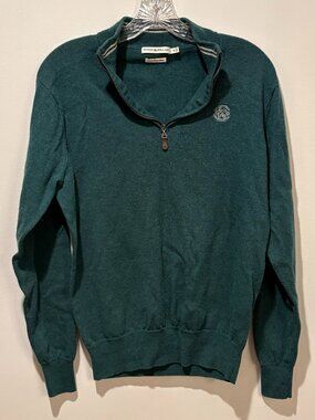 USED - Peter Millar Crown Soft 1/4 Zip Men's Merino Wool Sweater Green - Size M